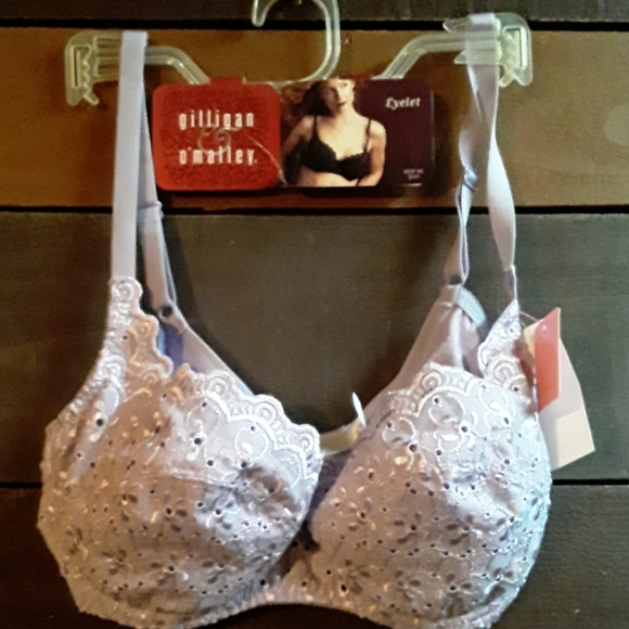 Lilac colored NWT Gilligan & O' Malley 36C eyelet lace underwire bra - Picture 1 of 6